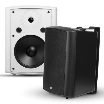 8" Outdoor Patio Speaker Pair 180W, Weatherproof IP54 Rated, U-Bracket, White/Black AP840